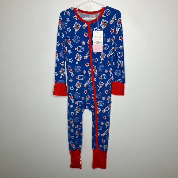NWT LAREE + CO Bamboo Patriotic Snap Convertible Footie Fourth of July 3T - Picture 1 of 4
